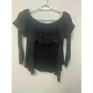 Alter’d state faded black off the shoulder handkerchief hem lace size medium